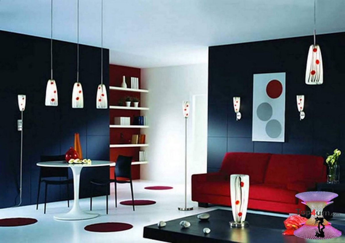 Красно бело черный интерьер
