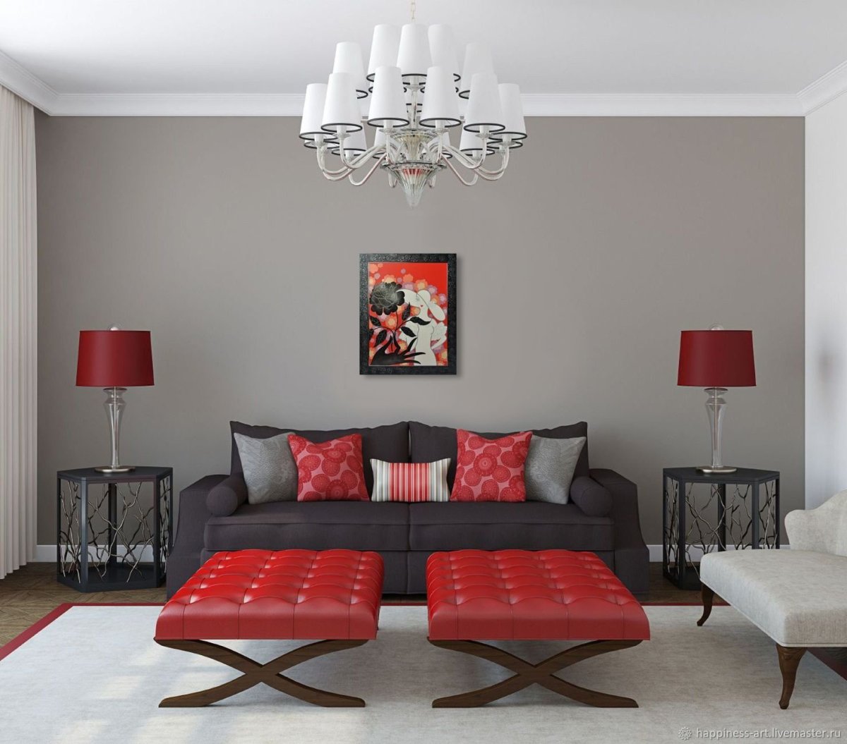 Красные стены в интерьере