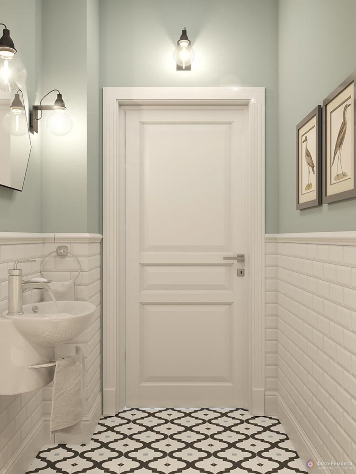 Белая дверь в ванную
