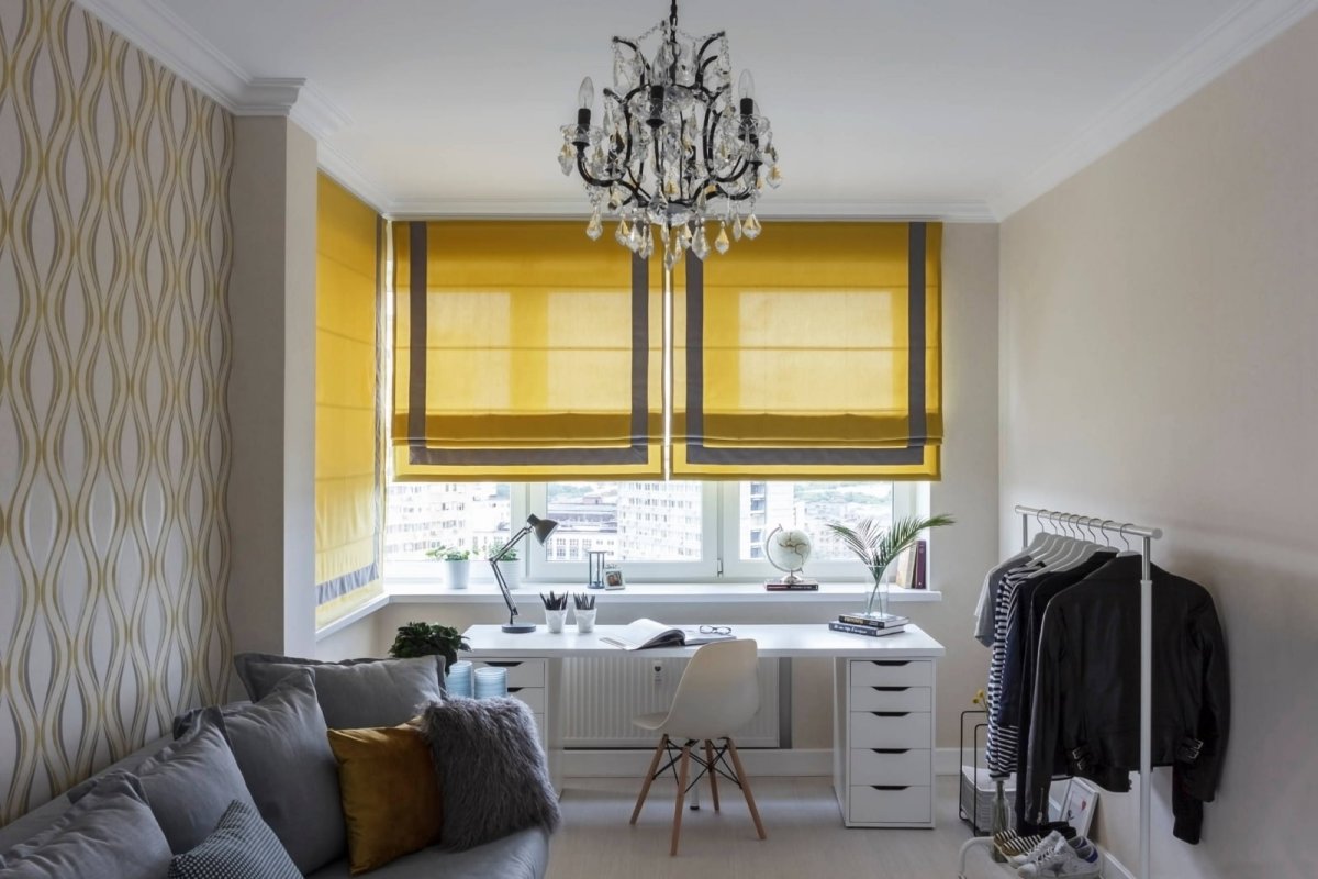 Римская штора желтая