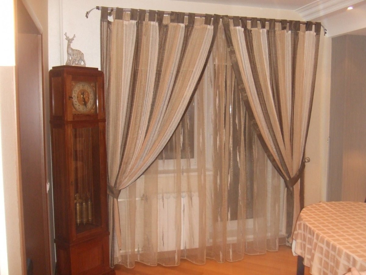 Шторы на петлях из ткани и тюль