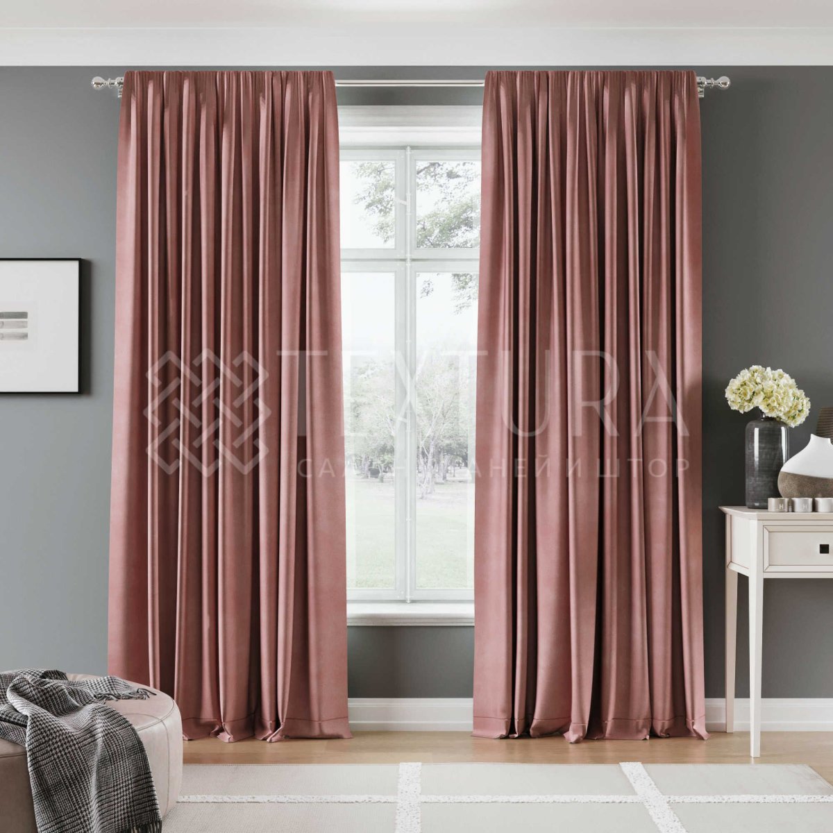 Шторы блэкаут бархатные пыльная роза