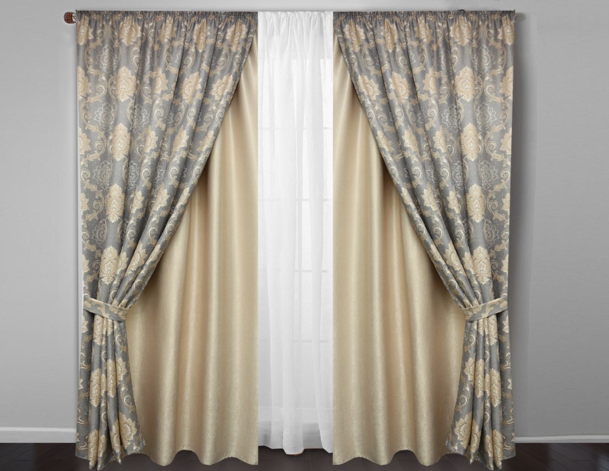 Штора комбинированная из двух тканей