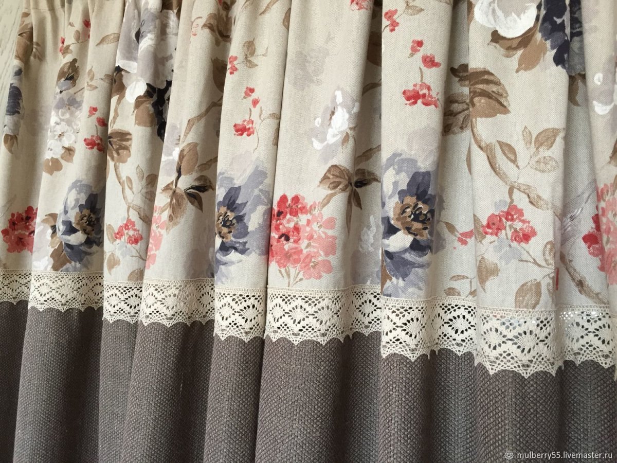 Шторы из рогожки комбинированные