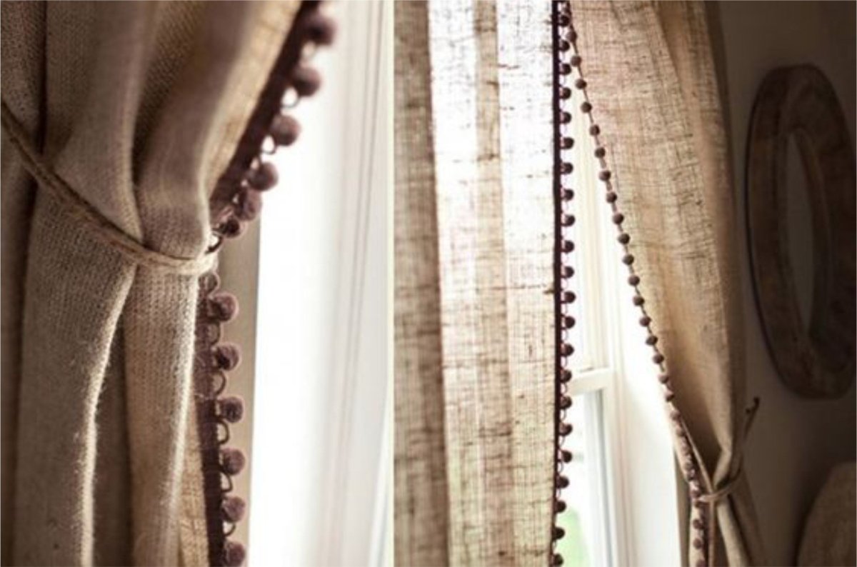 Шторы мешковина и тюль