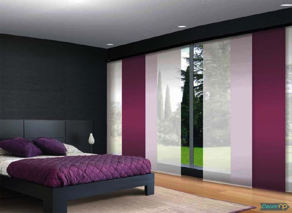 Сиреневые японские шторы