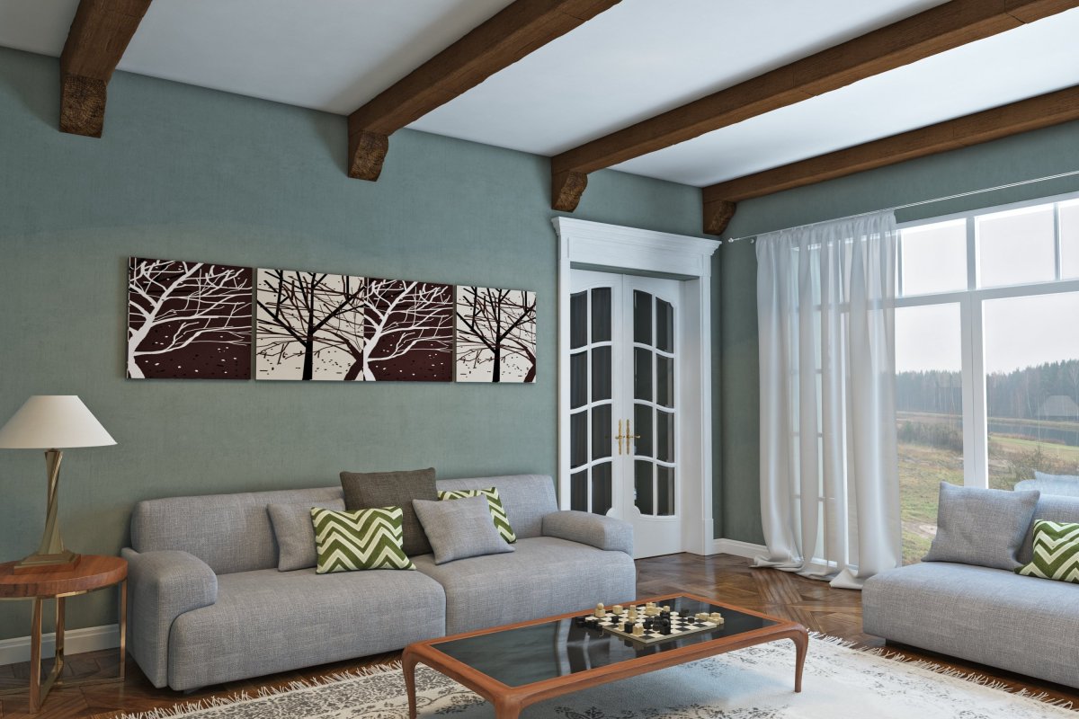 Декоративная имитация балок в интерьере