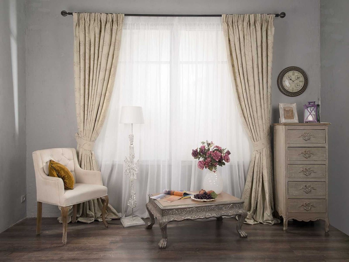 Шторы серо бежевые