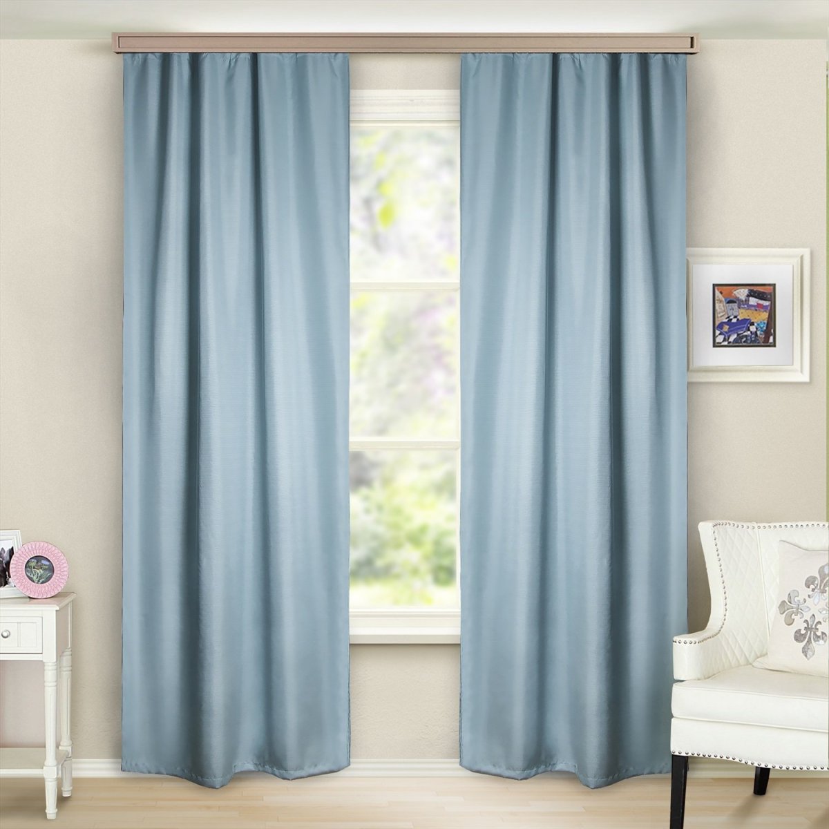 Шторы серо голубые