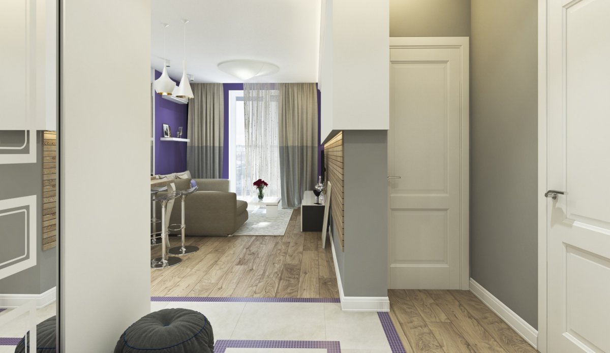 Совмещение плитки и ламината в прихожей