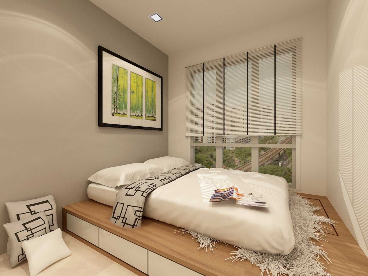 Кровать-подиум в маленькой комнате