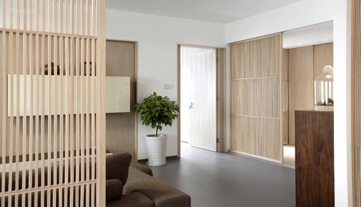 Деревянные раздвижные перегородки для зонирования