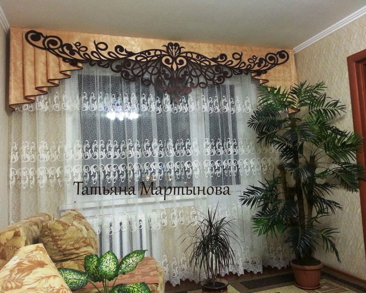 Тюль верёвка с ажурным ламбрекен ом