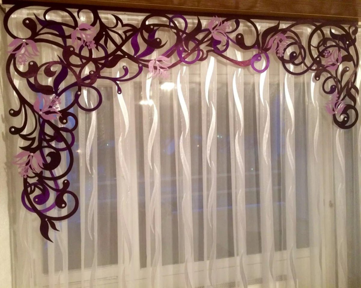 Кружевное ламбрекен сиреневый