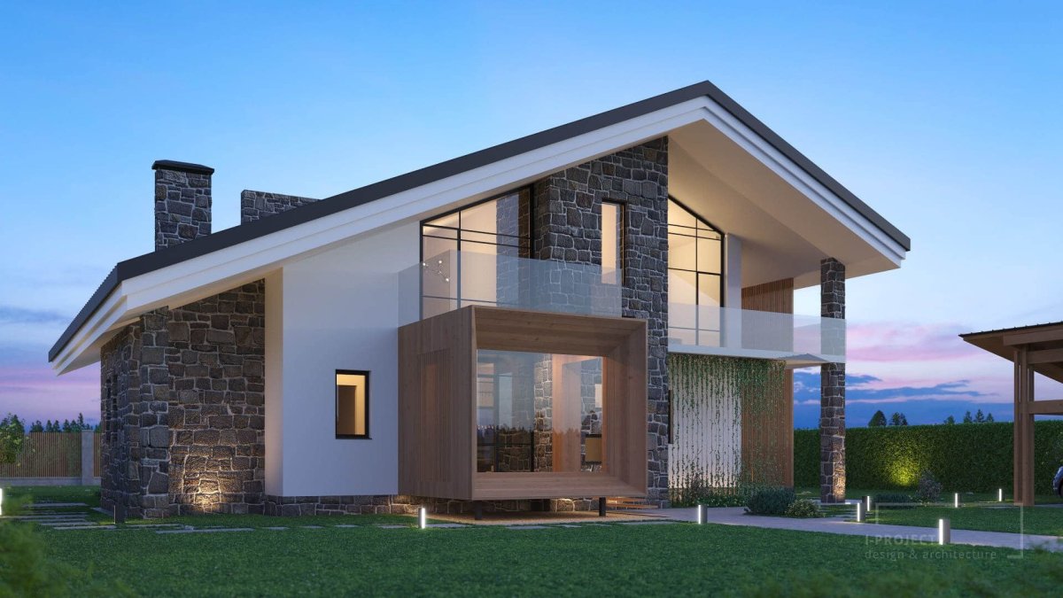 Дом 150 кв.м проект двухэтажный Шале