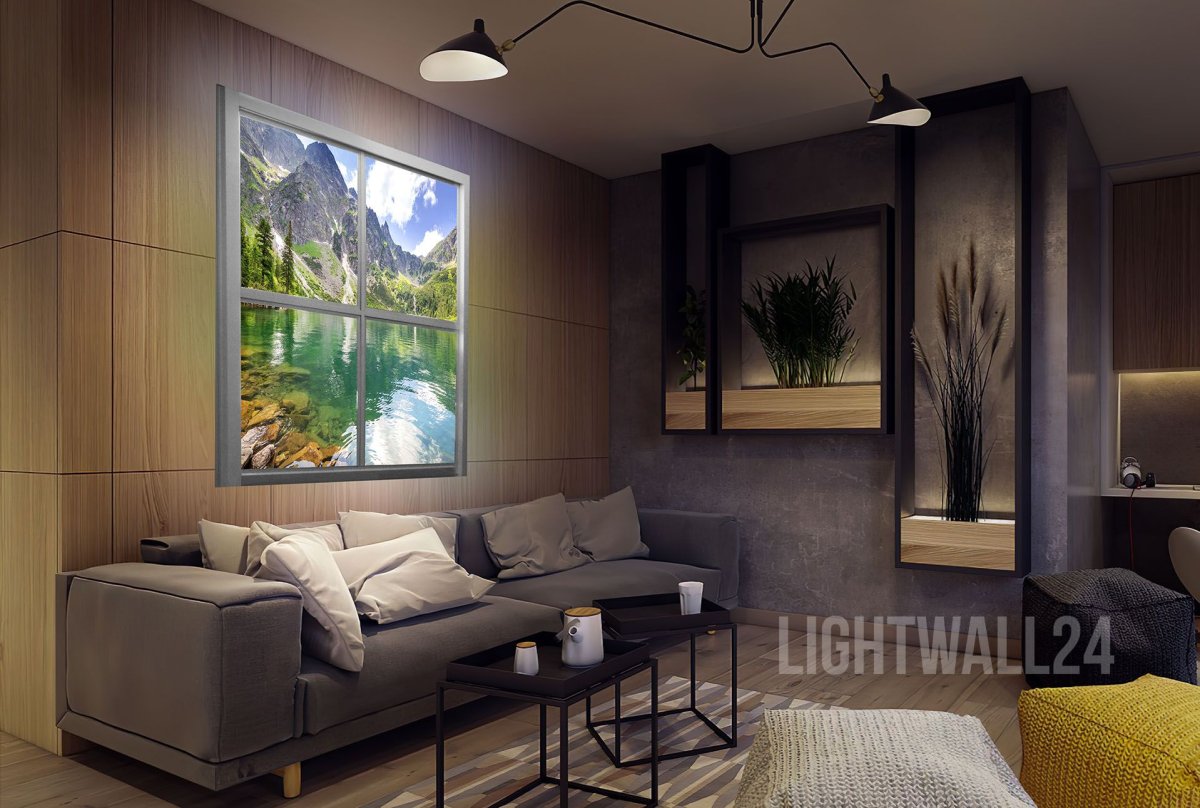 Имитация окна в интерьере с подсветкой