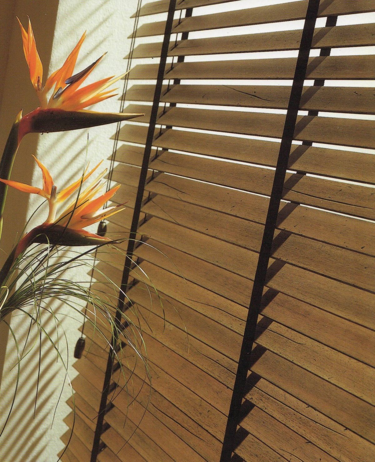 Деревянные жалюзи с тесьмой