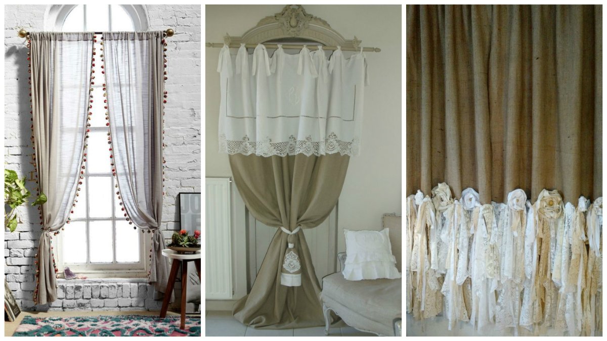 Шторы из Мешковины и тюля