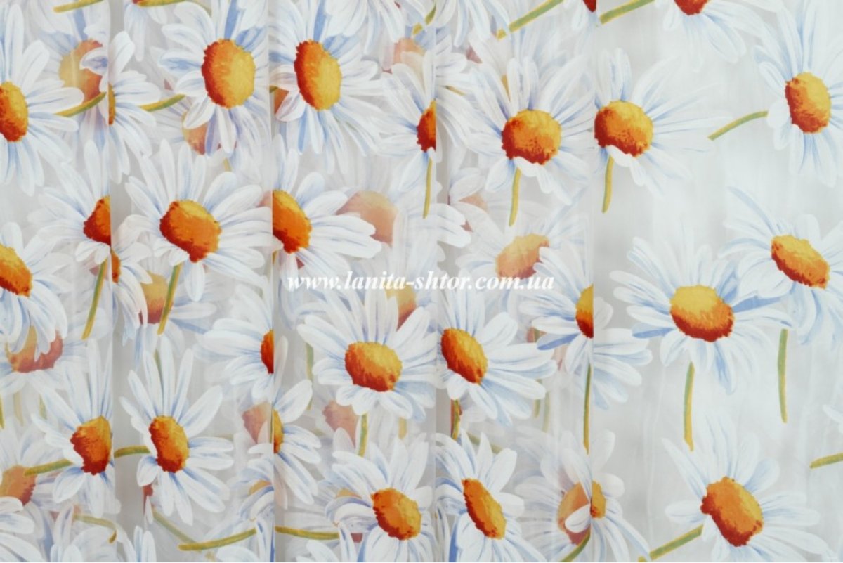 Тюль крупные ромашки