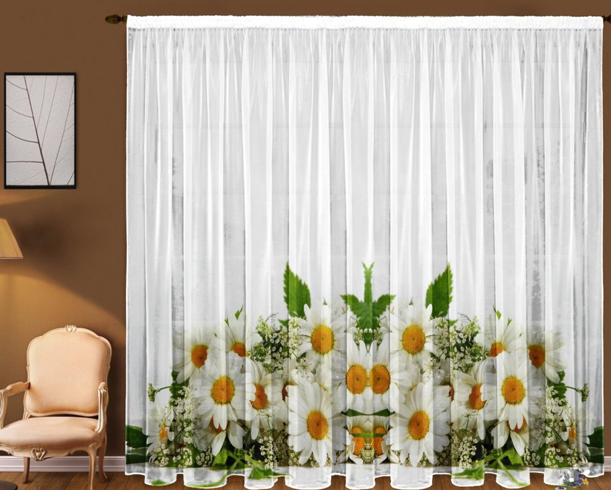 Тюль с ромашками