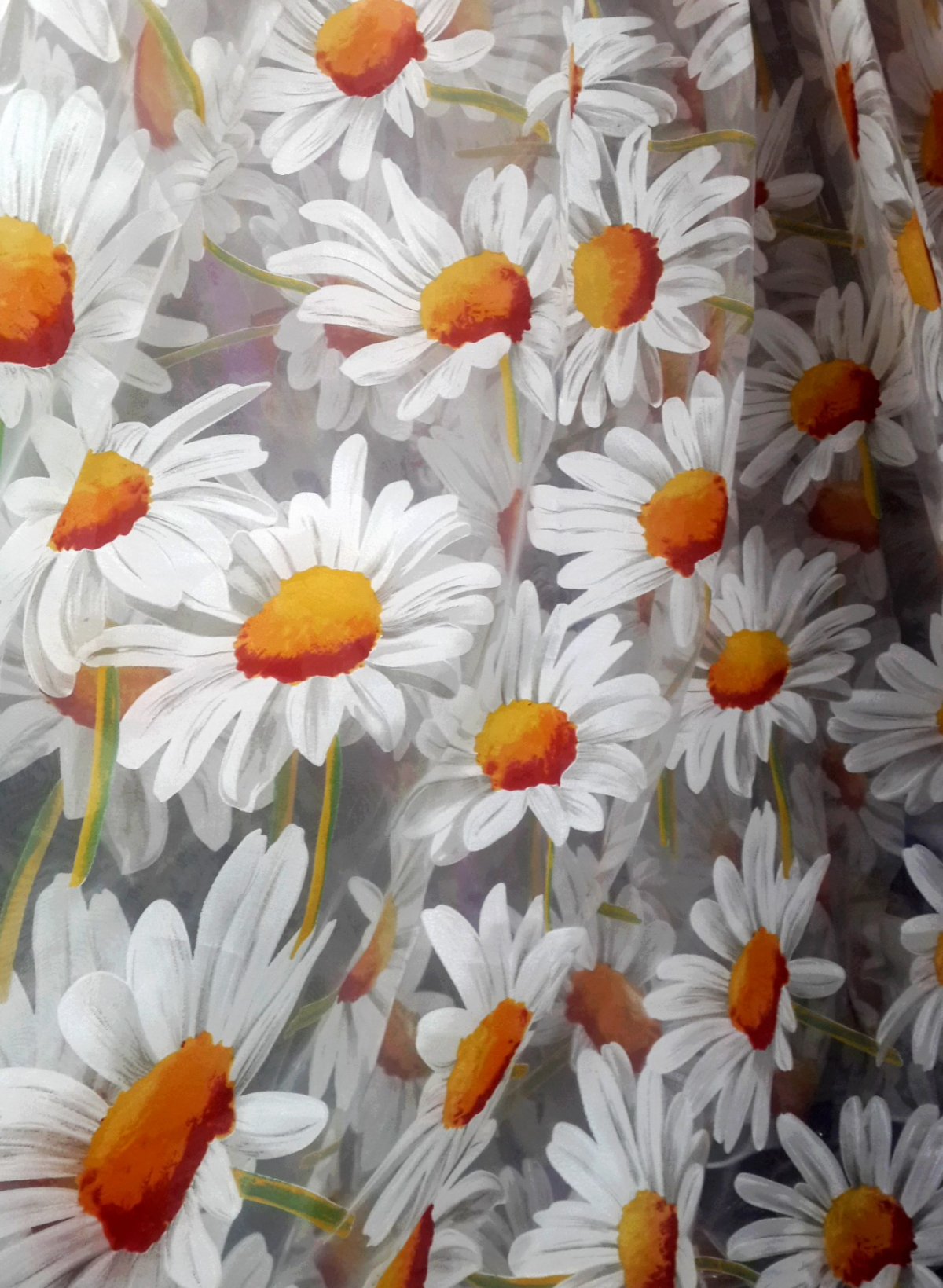 Тюль с ромашками