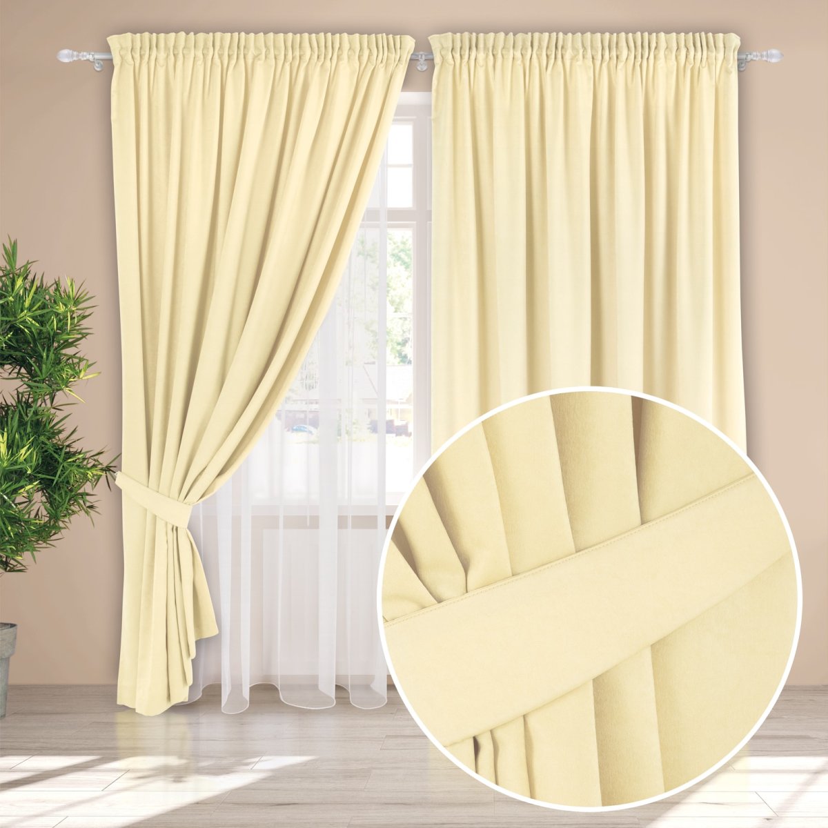 Комплект штор с подхватами "Джерри", сливочный (BL-200373-gr)