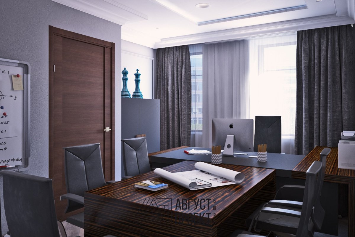 Кабинет в серых тонах