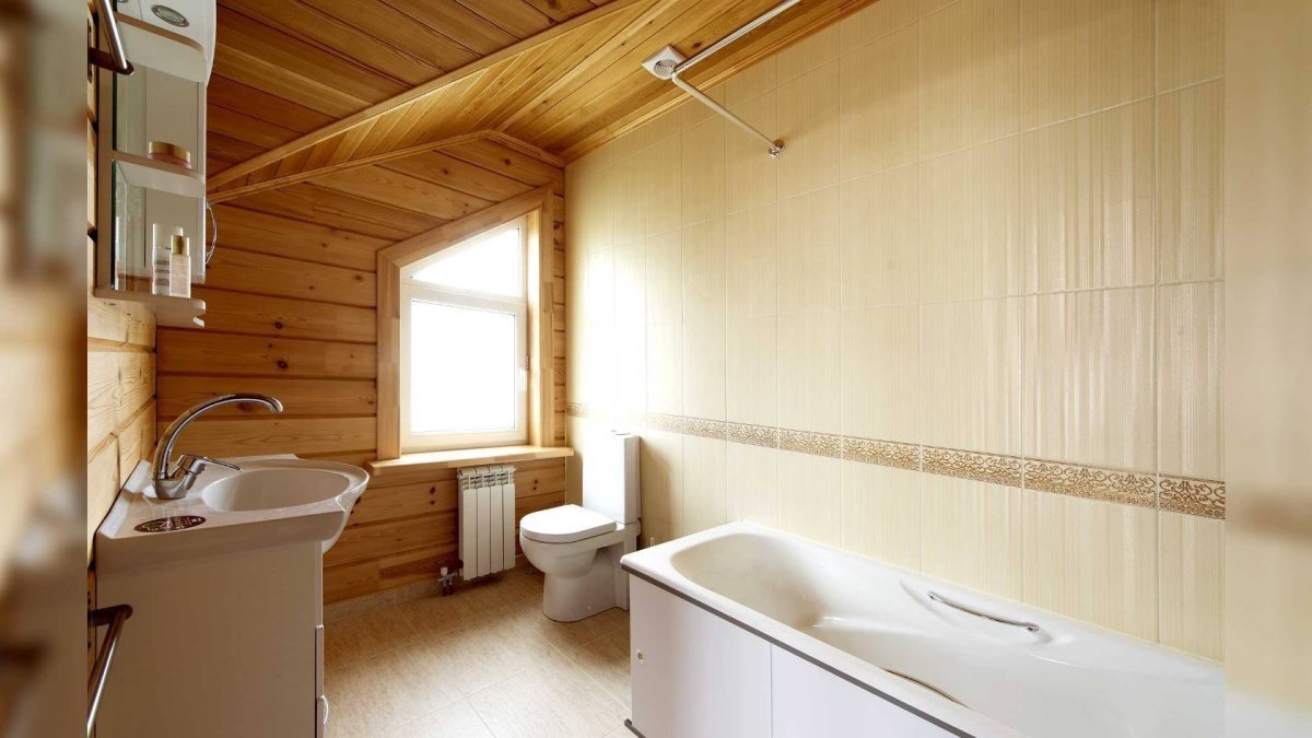 Имитация бруса в ванной