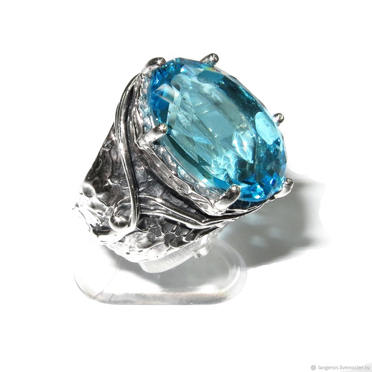 Кольцо с аквамарином серебро 925