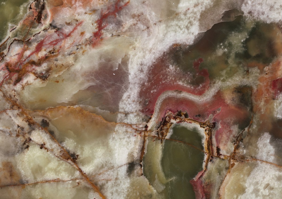 Зеленый Оникс с красными прожилками текстура