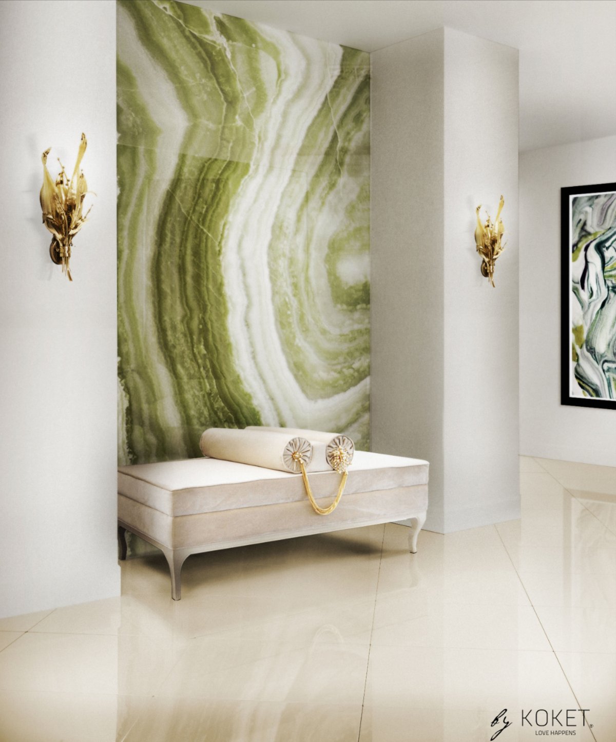 Зеленый Оникс в интерьере