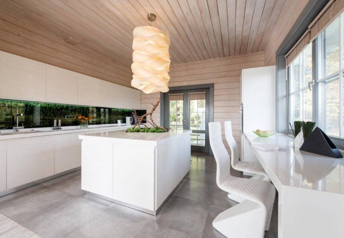 Дом из клееного бруса интерьер белый