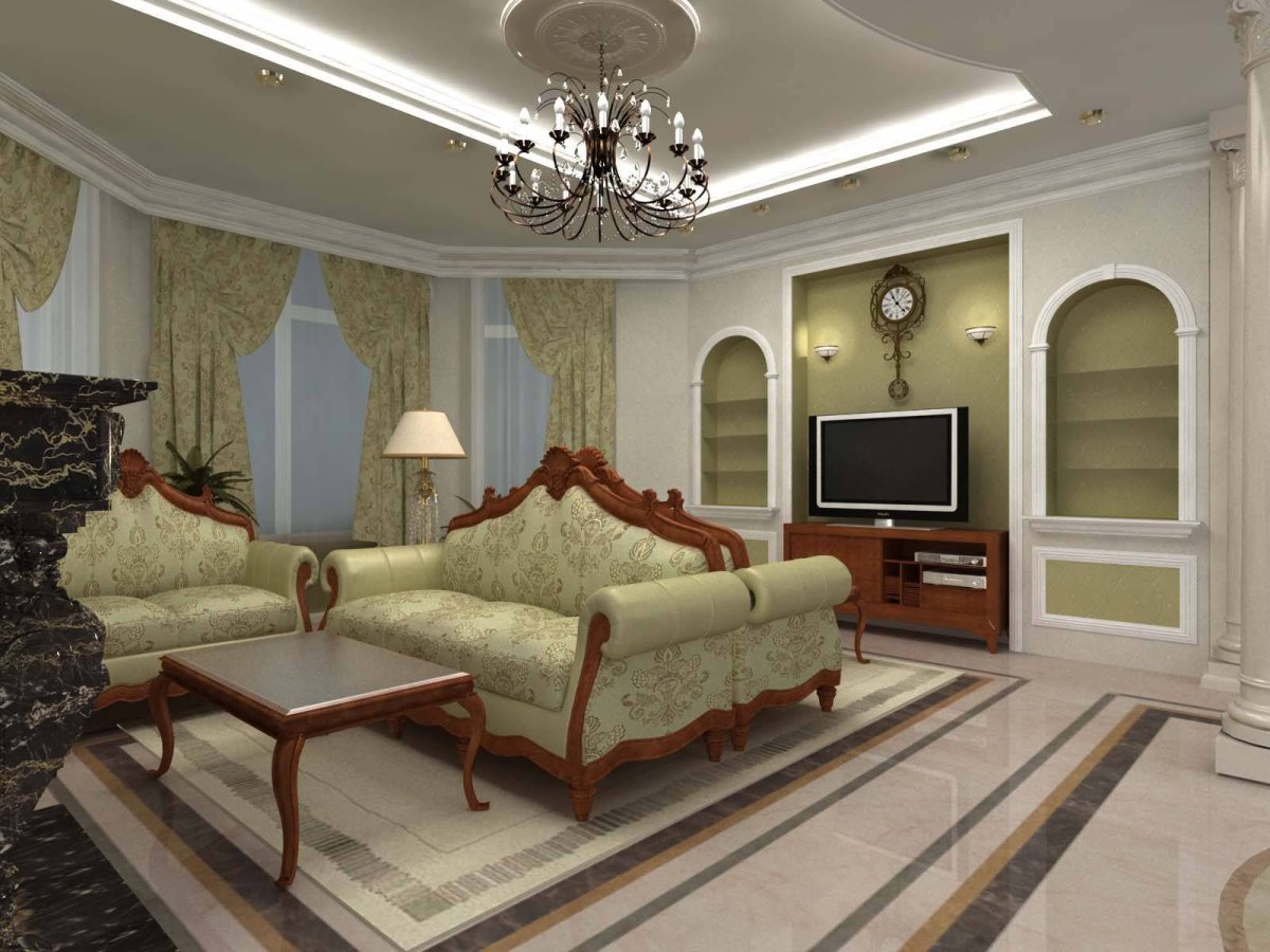 Гостиная в стиле классика в частных домах