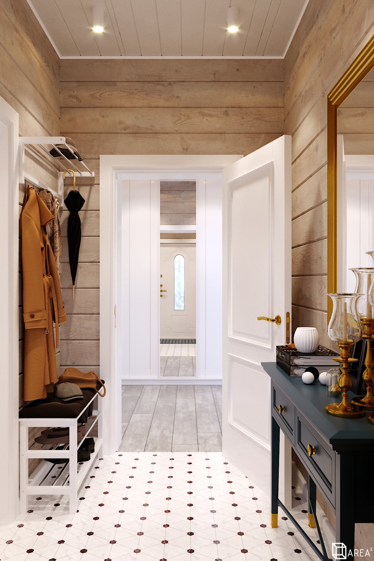 Прихожая в брусовом доме