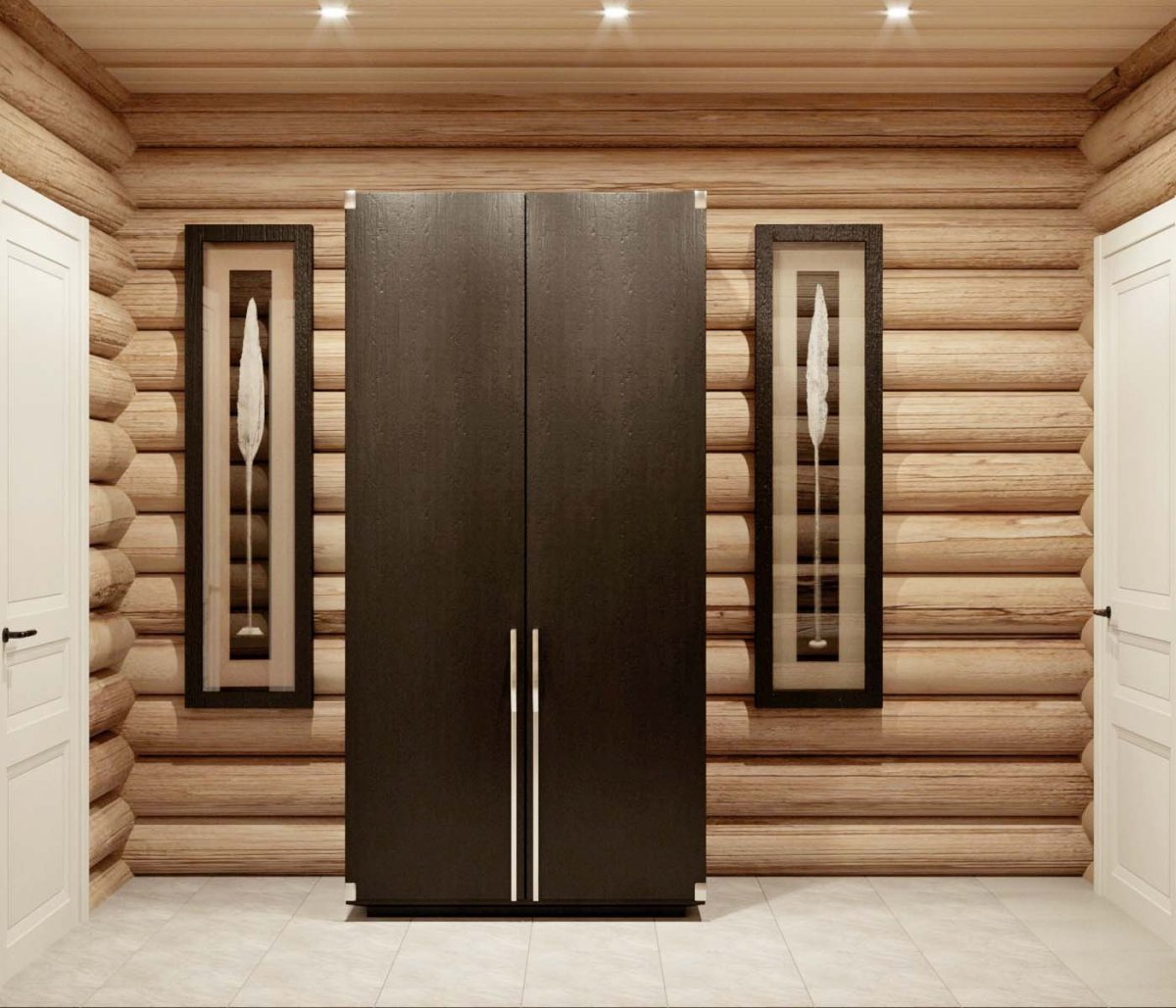 Прихожая Минимализм в бревенчатом доме идеи