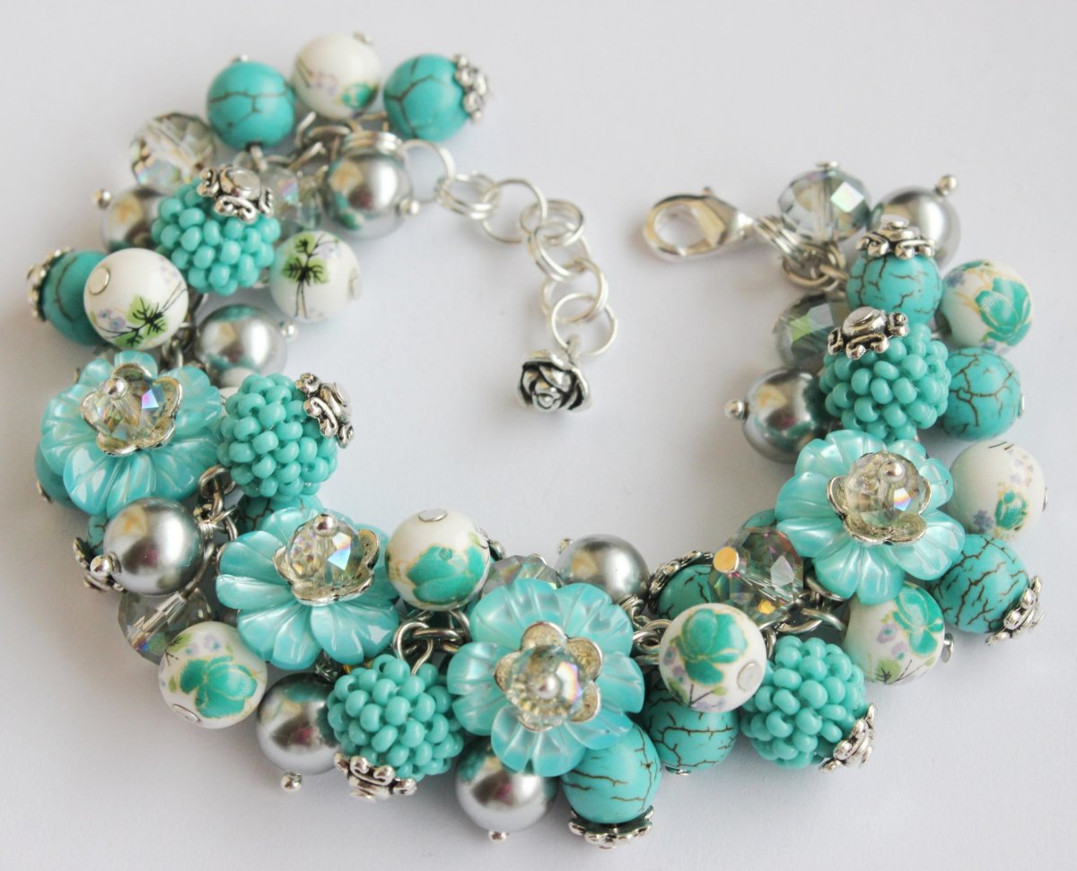 Бирюза родонит браслет