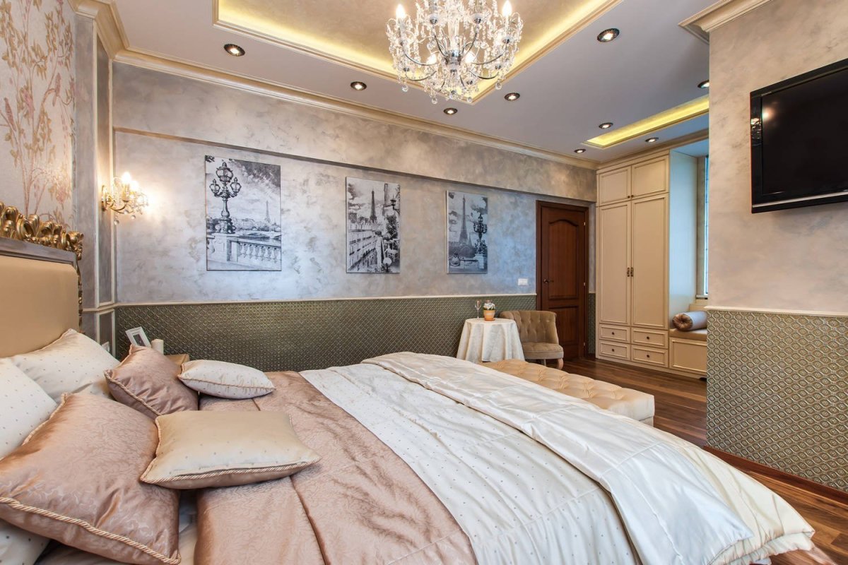 Венецианская штукатурка в спальне