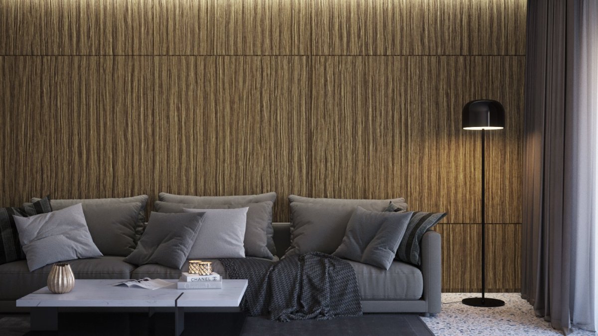 Шпонированные панели Topperfo Micro Ulme Stone Edition Acoustic Wood Panel