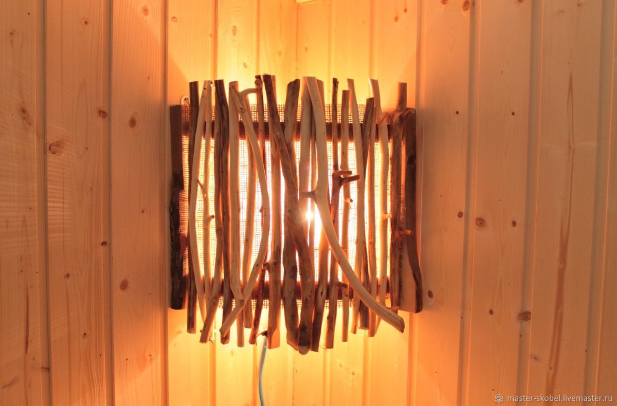 Светильник для сауны из веток