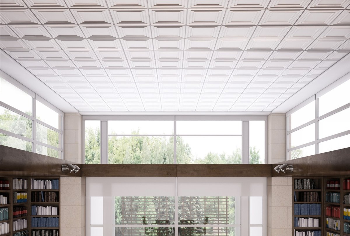 Кессонный потолок Армстронг молочный