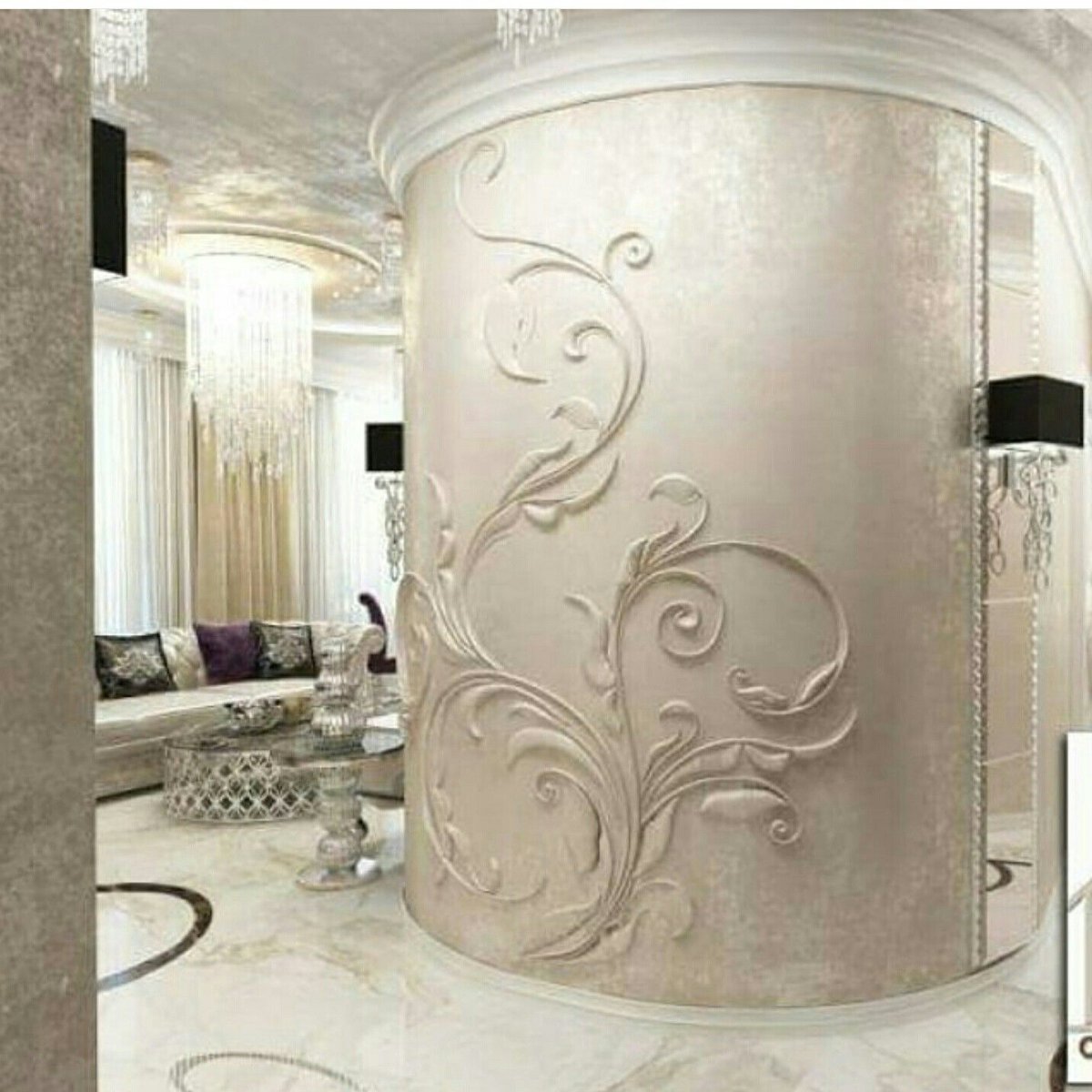 Барельеф в гостиной в стиле арт деко