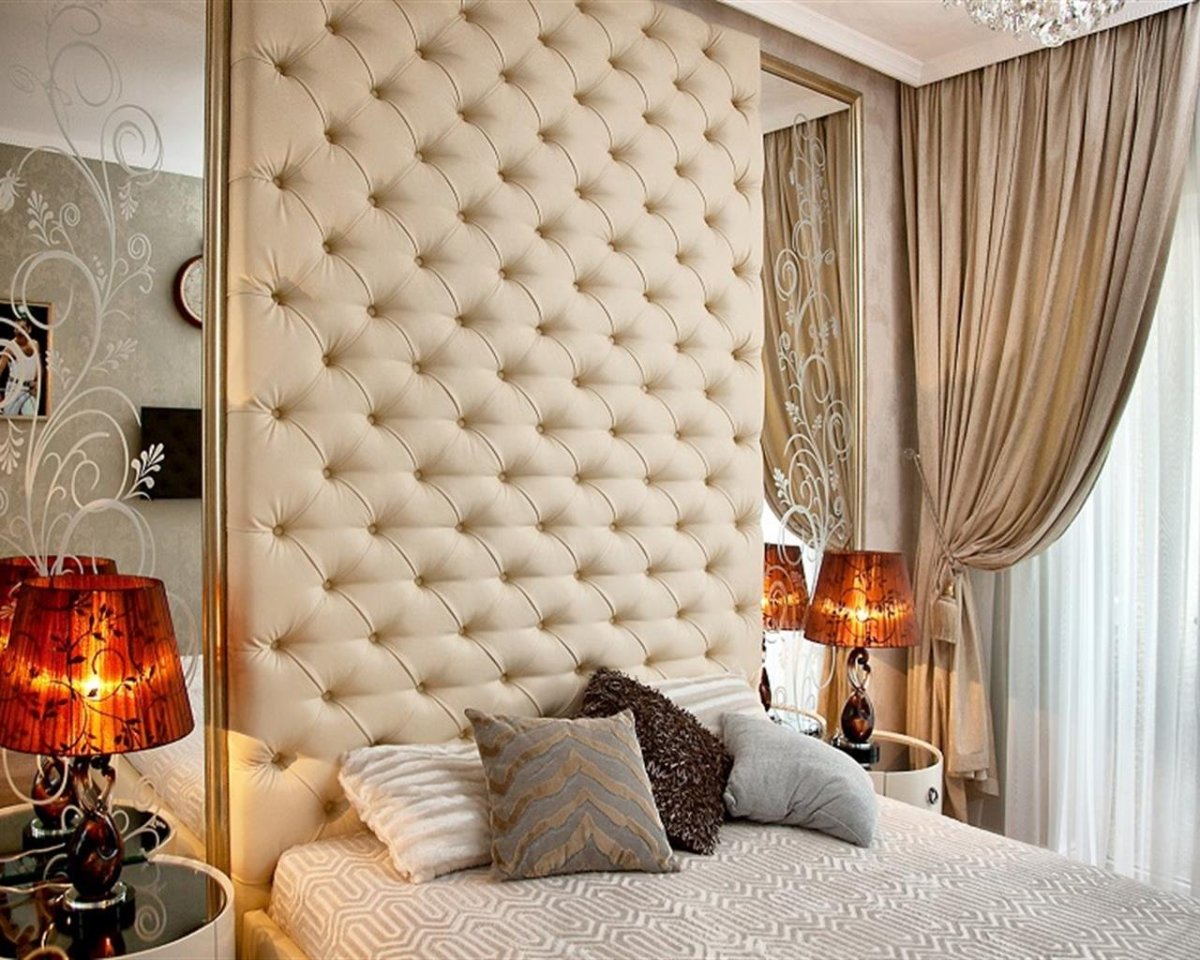 3д панели каретная стяжка в спальне