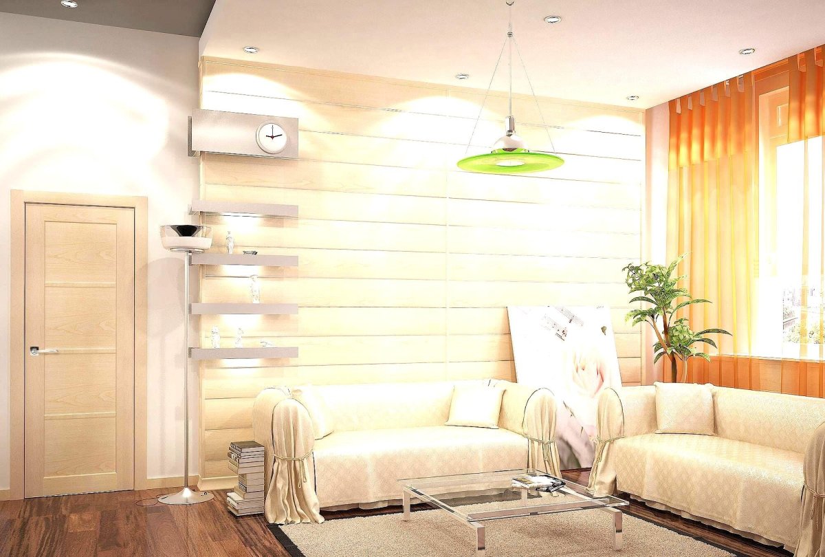 Отделка гостиной в светлых тонах