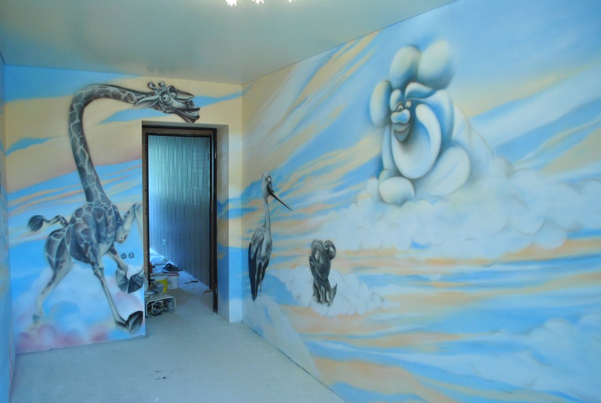 Аэрография в интерьере детской