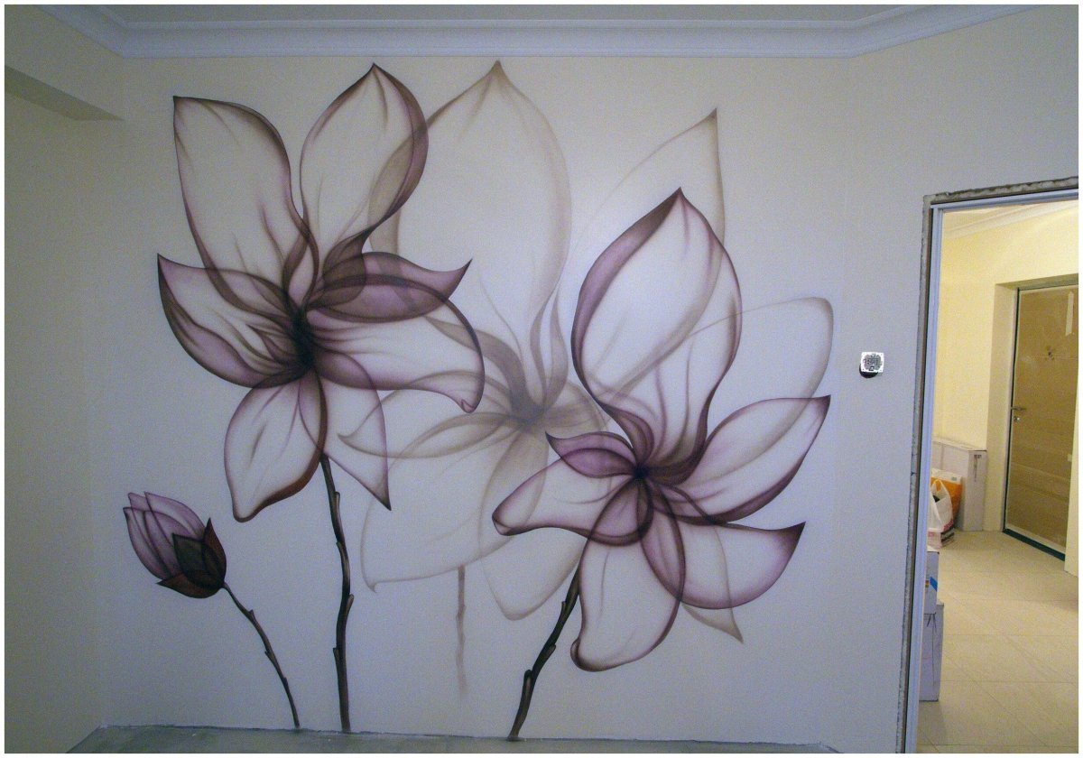Аэрография роспись стен цветы