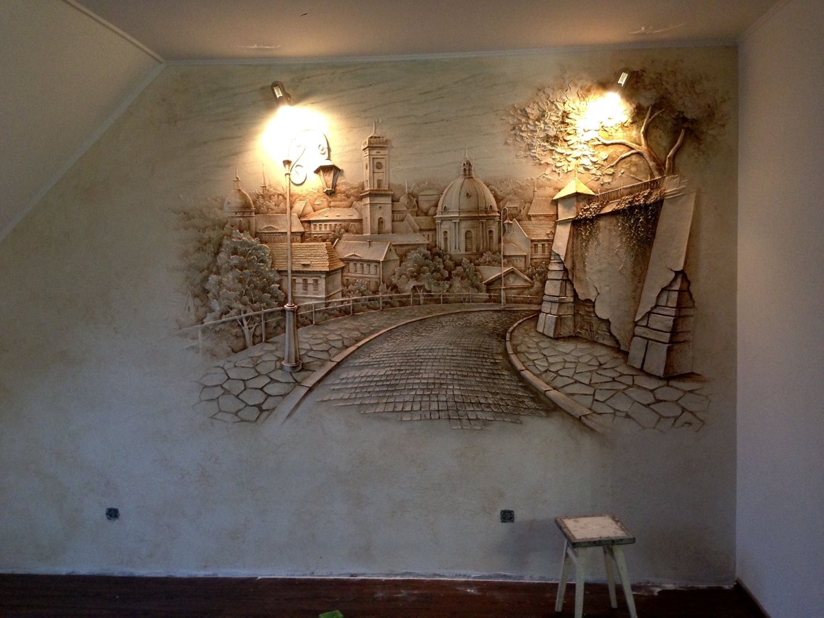 Барельеф с подсветкой в интерьере