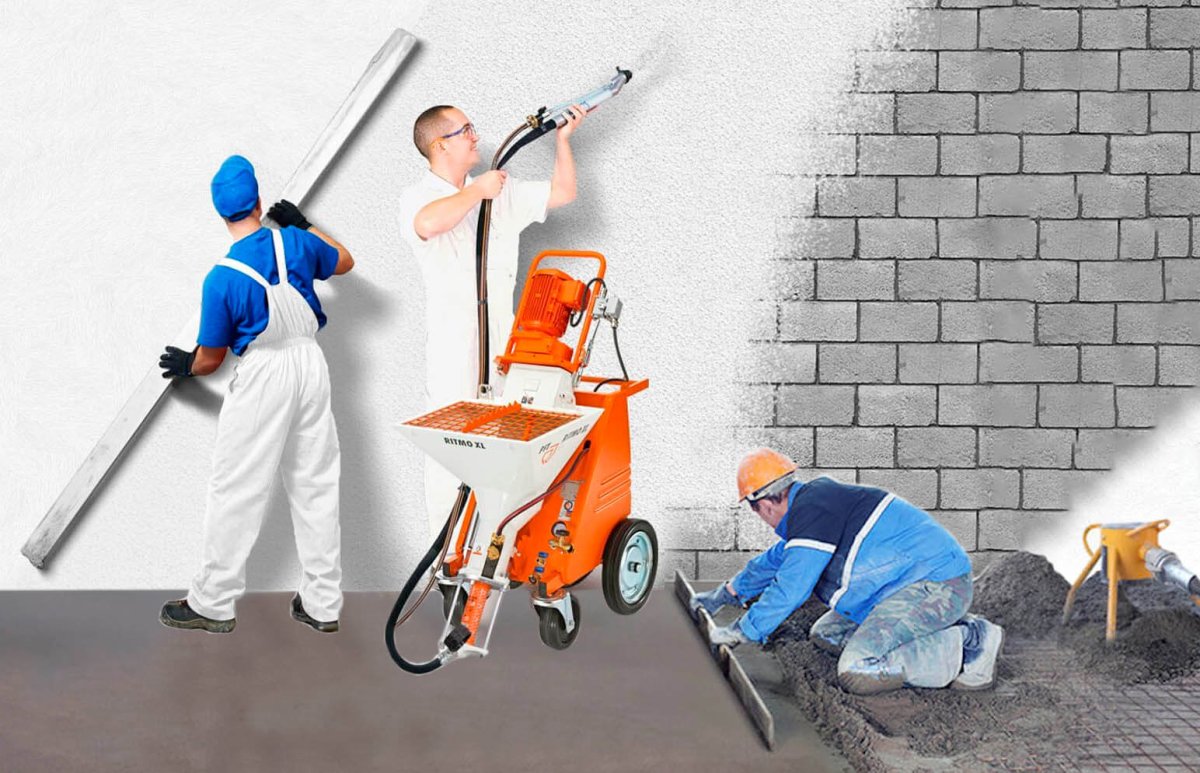 Механизированная стяжка и штукатурка