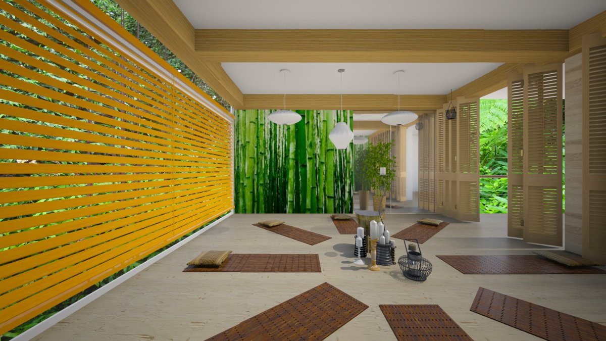 Прихожая с отделкой бамбук