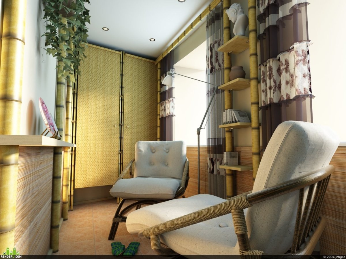 Балкон в бамбуковом стиле