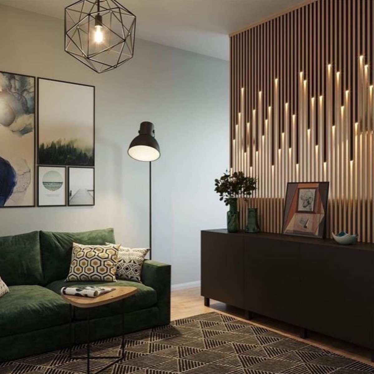 Деревянные планки в интерьере